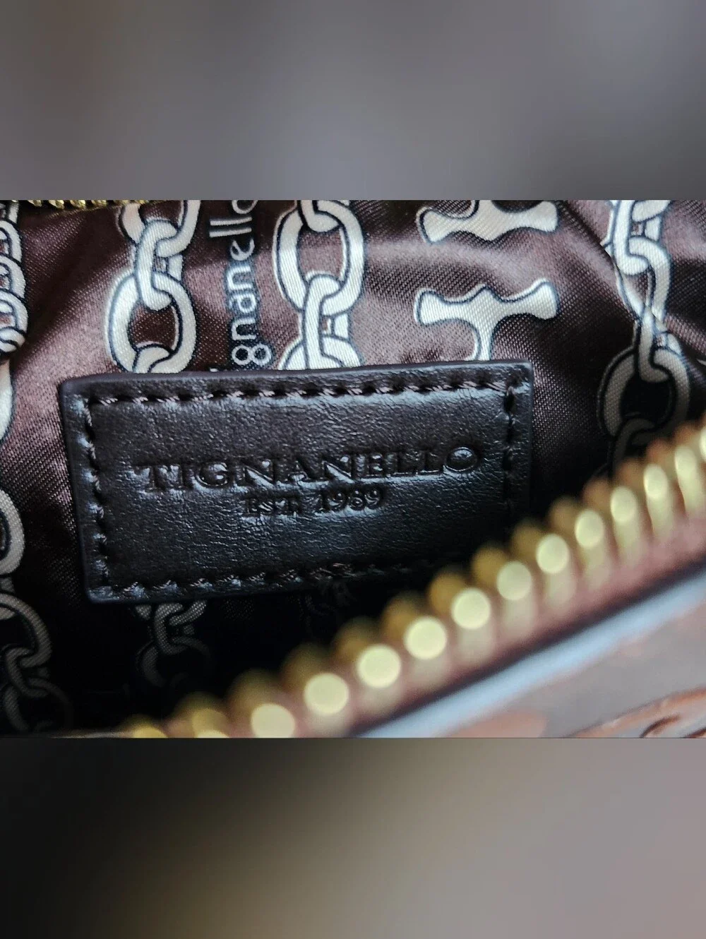 Tignanello Brown Embossed Leather Crossbody Bag RFID Boho NWOT